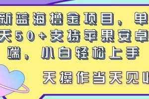 （11287期）最新蓝海撸金项目，单号一天50+， 支持苹果安卓双端，小白轻松上手 当…