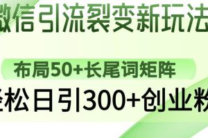(14451期)微信引流裂变新玩法:布局50+长尾词矩阵,轻松日引300+创业粉