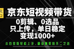 (14304期)京东短视频带货,0剪辑,0选品,只需上传素材,单日稳定变现1000+